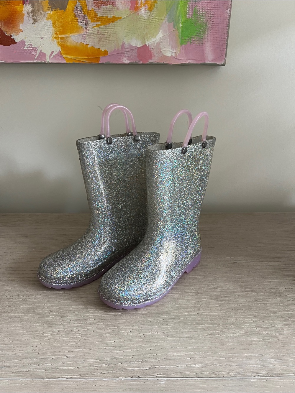 Western girls Chief lighted glitter rain boots size 11